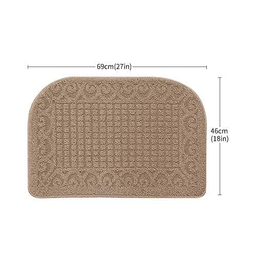 COSY HOMEER 27X18 Inch Anti Fatigue Kitchen Rug Mats are Made of 100% Polypropylene Half Round Rug Cushion Specialized in Anti Slippery and Machine Washable (Beige 1 pc) …