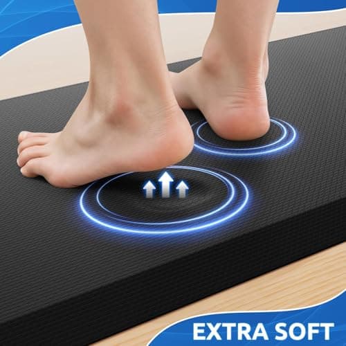 KitchenClouds 2PCS Kitchen Rugs Cushioned Anti-Fatigue Non-Slip Water Resistant Kitchen Mat Comfort Foam Standing Mat for Floor Office Sink Laundry (Black)