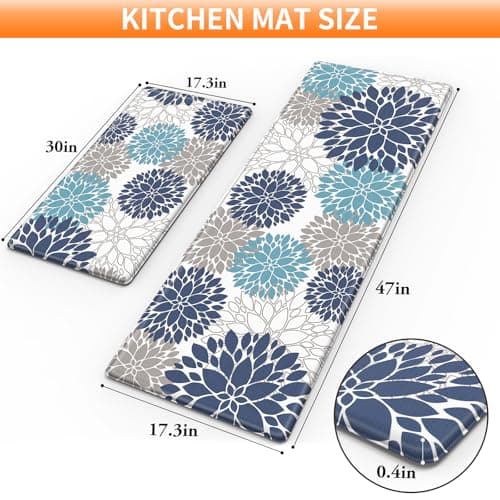 StepLively Kitchen Mats, 2PCS Kitchen Rugs, Cushioned Anti Fatigue Kitchen Mats for Floor, Kitchen Accessories Non-Slip Waterproof Kitchen Rug Set for Sink, Kitchen, Laundry, 17.3"×30"+17.3"×47"