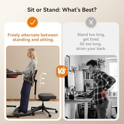 Newtral Standing Desk Chair, Standing Mate Chair for Sit-Stand, Ergonomic Leaning Perch Chair with Anti-Fatigue Mat, Standing Desk Stool, Horse Saddle Chair, Height Adjustable Home Office Posture Seat