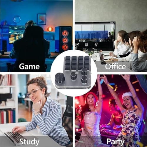 Walfront USB Mini Macro Mechanical Gaming Keyboard 12 Keys 4 Knobs One Handed USB PC Keypad RGB Programmable Macro Keyboard 3 Modes, WALFRONTg90azxuh48