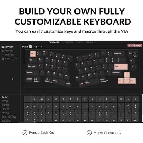 Keychron Q8 Wired Custom Mechanical Keyboard Knob Version, 65% Alice Layout QMK/VIA Programmable with Hot-swappable Gateron G Pro Red Switch Double Gasket Compatible with Mac Windows Linux (Blue)