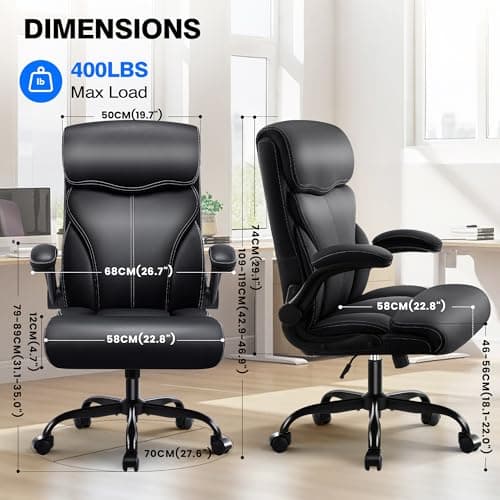 AreShark Office Chair - Executive High Back Breathable Comfy Desk Chair with Lumbar Support - Ergonomic Leather Rolling Swivel Computer Chair with Rock Function for Working Studying Gaming Relaxing