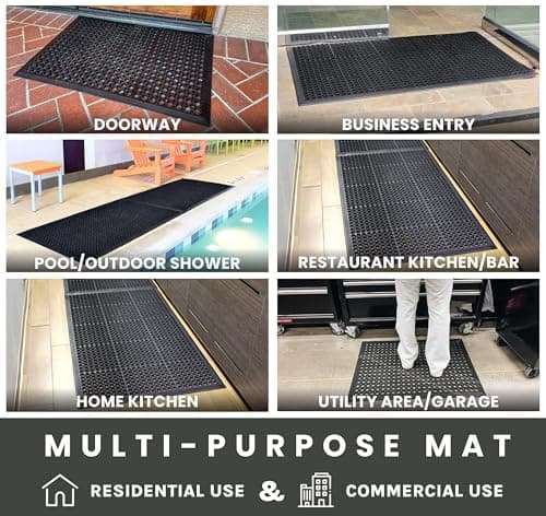 Envelor Anti Fatigue Mat Rubber Floor Mats Door Mat Non Slip Drainage Mat for Entryway, Kitchen, Restaurant, Garage, Heavy Duty Use Doormat, Commercial Floor Mat Industrial 24 x 36 Inches