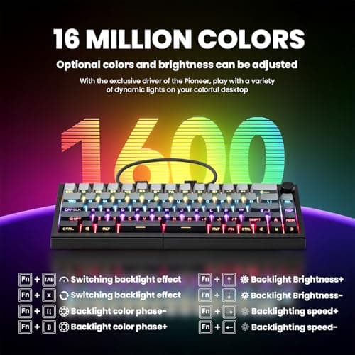 ZORNHER ST68 Ergonomic Split Keyboard,65% Wireless Gaming Keyboard with Knob,65% Black Hot-Swappable Mechanical Keyboards for Win/Mac,Silent Switches,RGB Backlit