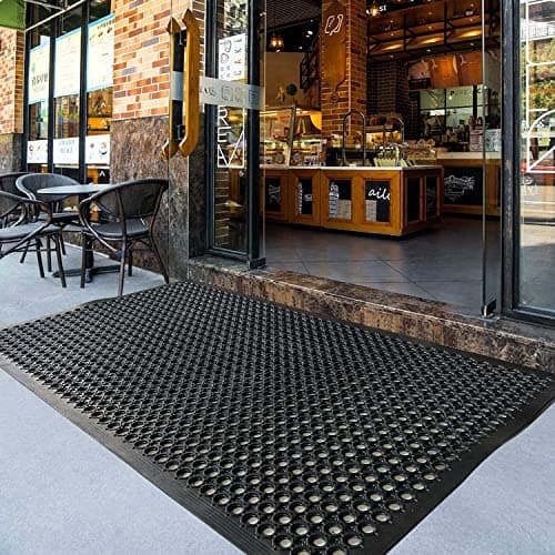 Uniboho Outdoor Rubber Floor Mats Anti Slip Restaurant Commercial Kitchen Rubber Drainage Mat 60 x 35 Heavy Duty Mat for Garage Garden Indoor Outside Industral Pool Entrance Bar Wet Area