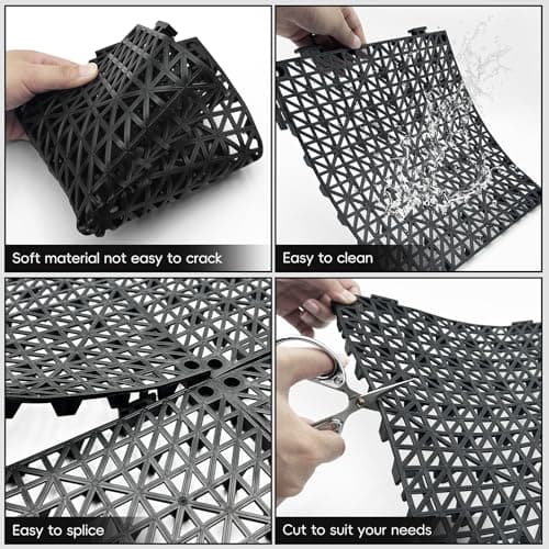 RITOLLO Modular Interlocking Cushion Drainage Floor Tiles, 9-Pack 11.8"x11.8" PVC Raised Non-Slip Interlocking Mats with Drain Holes for Deck, Pool, Garage, Shower, Patio, Bathroom, Sauna, Yard
