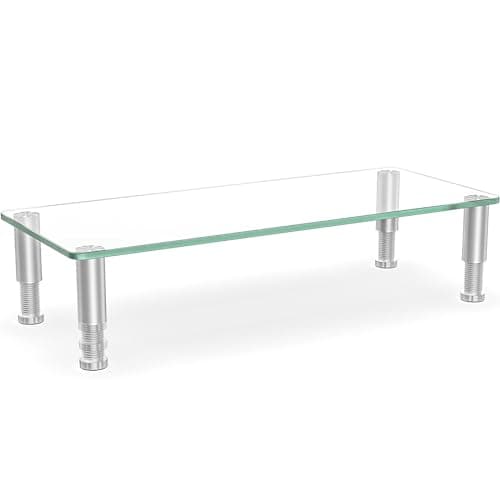 Hemudu Clear Computer Monitor Riser with Height Adjustable Multi Media Desktop Stand for Flat Screen LCD LED TV, Laptop/Notebook/Xbox One,HD01T-001