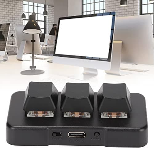 Mechanical Keyboard, USB Mini 3 Keys RGB Gaming Keyboard, Wired/BT 3-Mode Connector, Programming Macro for DOS, Windows, Android