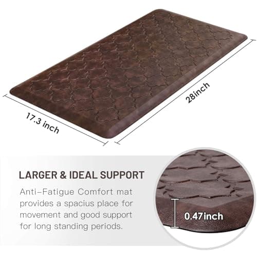 WISELIFE Kitchen Mat Cushioned Anti Fatigue Floor Mat,17.3"x28", Thick Non Slip Waterproof Kitchen Rugs and Mats,Heavy Duty Foam Standing Mat for Kitchen,Floor,Home,Desk,Sink, Brown