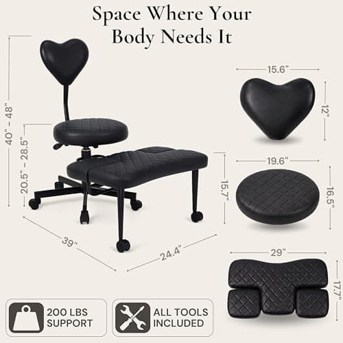 Ergonomic Cross Legged Office Chair with Foot Rest for Kneeling Seating - Crisscross Desk Chair with Wheels for ADHD to Sit Cross Legged - Multi-Position Adjustable Seat with Back Support for Women