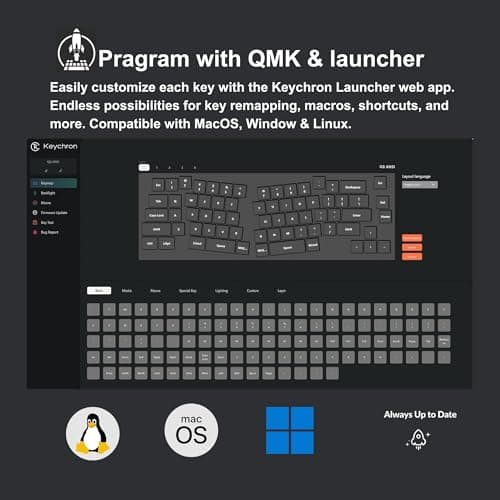 Keychron Q8 Wired Custom Mechanical Keyboard with Knob, 65% Alice Layout QMK/VIA Programmable, Hot-swappable Gateron G Pro Blue Switch, Double Gasket Compatible with Mac/Windows/Linux (Blue)