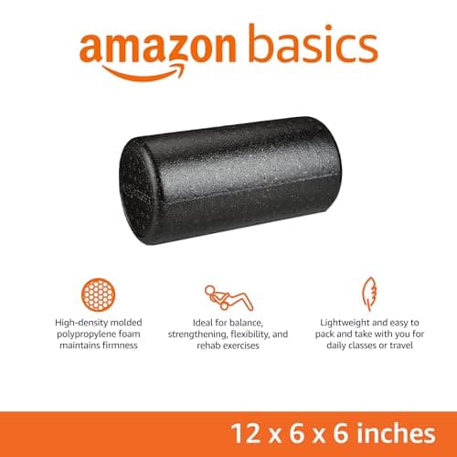 Amazon Basics High-Density Foam Roller for Exercise and Recovery, 12 Inches, Black