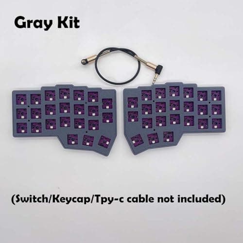 SZRKBDㅤ Ergonomic Split 46 Key Portable MX Mechanical Keyboard,Hot-Swappable Wired South-RGB Vial Programmable Keyboard Kit (Gray)