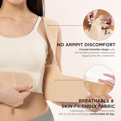 Vicorrect Adjustable Posture Corrector for Women: Comfortable Fit for Body Types - Invisible Under Clothes Wearable for Sitting and Exercise - Helps with Upper Back Shoulder Neck Pain (Beige, Medium)