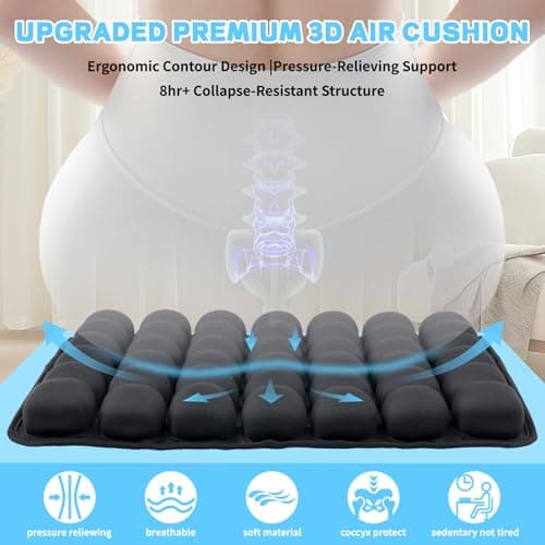 Vewxebo Sondor Travel Seat Cushion-Airplane seat Cushion for Long Flights, Inflatble Cushion for Office,Chairs,Car and Wheelchair.Portable and Ergonomically Designed Cushion.