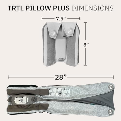 trtl Pillow Plus - Airplane Neck Pillow for Traveling - Breathable, Adjustable Travel Pillow - Head and Neck Support in Airplanes, Cars, and Trains - Machine Washable - Charcoal