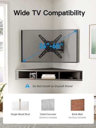 Pipishell Full Motion TV Wall Mount for 26-65 inch Flat or Curved TVs up to 77 lbs, TV Bracket Wall Mount with Articulating Arms, Extension, Tilt, Swivel, Leveling, Max VESA 400x400mm, PIMF7