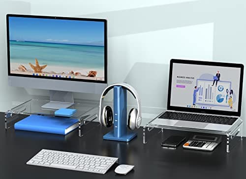 Zimilar 2 Pack Monitor Stand Riser, Acrylic Monitor Stand for Computer, Laptop, Printer, Notebook, Premium Clear Laptop Stand Acrylic Monitor Riser for Home Office, Monitor Stands for 2 Monitors