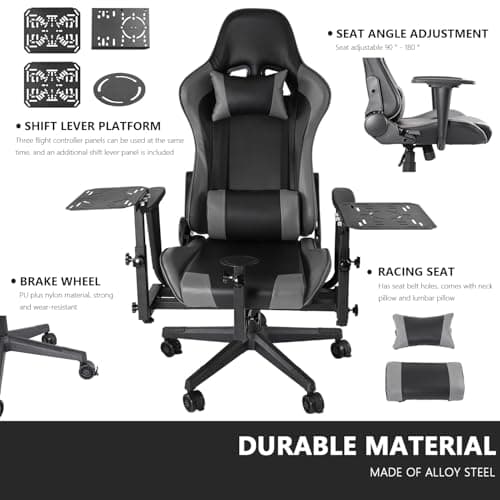 Anman Multifunctional Flight Racing Simulator Cockpit Joystick/Hotas Mount with Chair Fit for Thrustmaster A10C Hotas Warthog,for Logitech X56 X52 Race car seat Adjustable Racing Steering Wheel Mount
