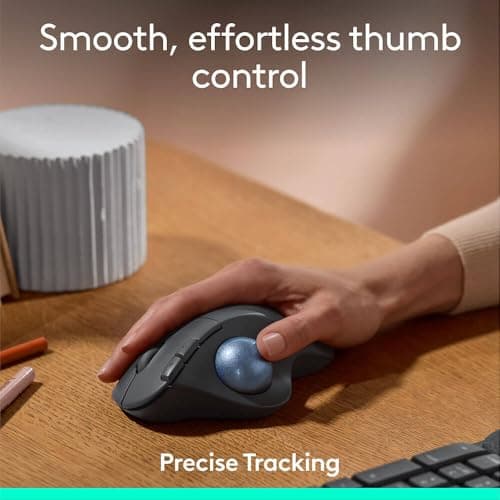 Logitech Ergo M575S Wireless Ergonomic Trackball Mouse, Black/Blue (910-007026)