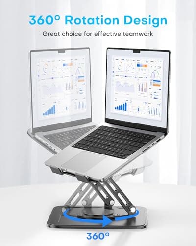 LOXP Adjustable Laptop Stand, Computer Stand with 360 Rotating Base, Ergonomic Laptop Riser Mount for Desk Foldable Protable Computer Desk Fits with MacBook Pro Air (10-16") - Black