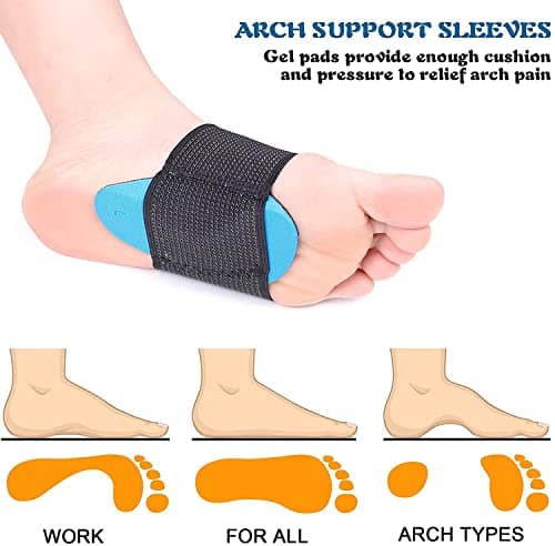 Price Xes Arch Support Pads, 1 Pair Compression Flat Feet Cushioned Support Sleeves, Plantar Fasciitis Foot Pain Relief for Fallen Arches & Flat Feet, for Men & Women