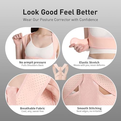 WNIEYO Back Brace Posture Corrector for Women Shoulder Straightener for Upper and Lower Back Pain Improving Postura Support Belt for Scoliosis (Pink,M/L)