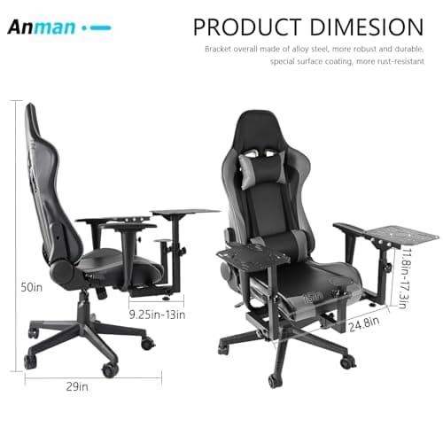 Anman Multifunctional Flight Racing Simulator Cockpit Joystick/Hotas Mount with Chair Fit for Thrustmaster A10C Hotas Warthog,for Logitech X56 X52 Race car seat Adjustable Racing Steering Wheel Mount