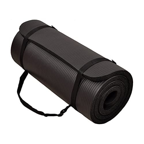 BalanceFrom GoCloud 71x24 Inches Extra Thick Yoga Mat 1-Inch High-Density Foam – Roll-Up Exercise Pad with Double-Sided Non-Slip Surface and Carrying Strap for Pilates and Home Workouts