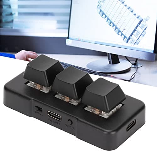 Mechanical Keyboard, USB Mini 3 Keys RGB Gaming Keyboard, Wired/BT 3-Mode Connector, Programming Macro for DOS, Windows, Android