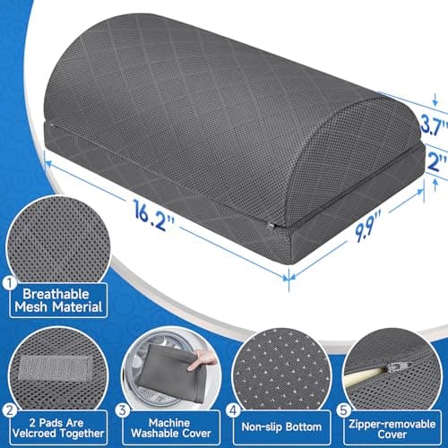 CushZone Foot Rest,Desk & Gaming Accessories,Foot Rest for Under Desk at Work,Comfortable Footrest with 2 Adjustable Heights & Removable Cover, Office Desk Accessories(Gray)