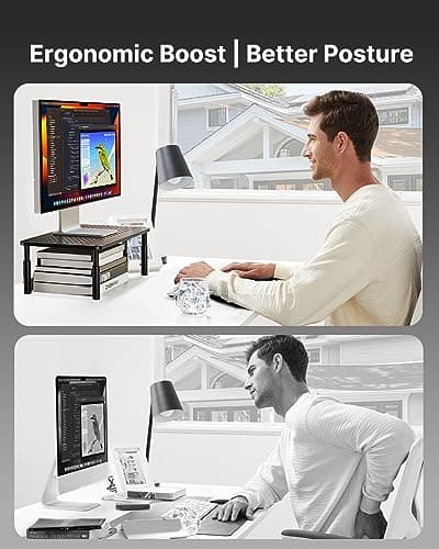 HUANUO Monitor Stand, Monitor Stand Riser 3 Height Adjustable, Monitor Riser with Airflow Vents, Laptop Stand for Desk, Laptop Riser, Desk Organizer for Monitor, 15.6" Laptop, PC, Printer