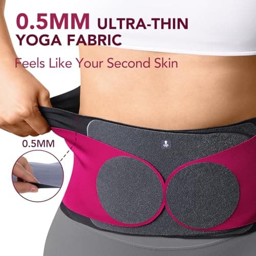 Fitomo 0.5mm Ultra Thin Back Brace for Women Men, Seamless Yoga Fabric for All Day Comfort, Wear under Clothes, Enhanced Lumbar Pad for Lower Back Pain Relief, Sciatica, Posture, Lifting, Rose, Size L