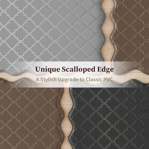 Arenarug Upgrade Scalloped Embossed Kitchen Mats for Floor 2PCS Cushioned Anti Fatigue Waterproof Foam Kitchen Rugs Non Slip Washable Comfort Standing Mat for Office Sink Laundry, Black