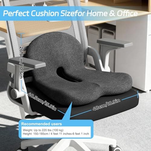 jpinlr Truck Driver Seat Cushion, Memory Foam L-Shaped Ergonomic Cushion for Office Chairs, Comfort & Support for Long Sitting