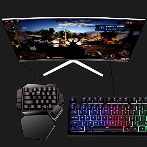 Cakce RGB One Handed Mechanical Gaming Keyboard,Colorful Backlit,Wrist Rest Support,Professional USB Wired Single Hand Mechanical Keyboard for Game