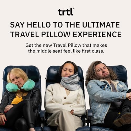 trtl Pillow Plus - Airplane Neck Pillow for Traveling - Breathable, Adjustable Travel Pillow - Head and Neck Support in Airplanes, Cars, and Trains - Machine Washable - Charcoal
