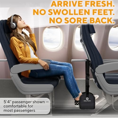 Portable Airplane Footrest for Airplane Travel - Comfortable Foot Hammock w/Memory Foam & Hardboard for No Feet Clashing - Ideal for Pain and Swelling Relief - Travel Essentials to Relax Your Feet