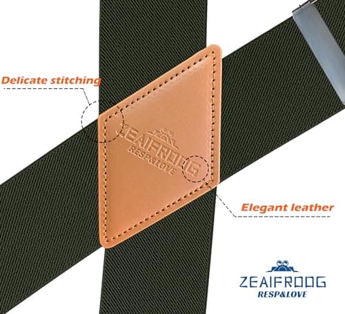 ZEAIFROOG Big And Tall Suspenders For Men Heavy Duty 2" Wide .X-Shaped Black Adjustable Men's Suspenders With Strong Clips