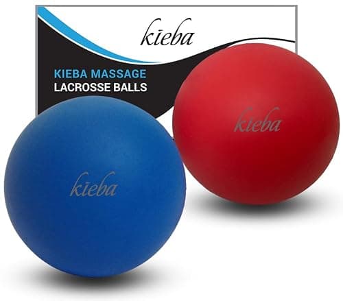 Massage Lacrosse Balls for Myofascial Release, Trigger Point Therapy, Muscle Knots, and Yoga Therapy. Set of 2 Firm Balls (Blue and Red)