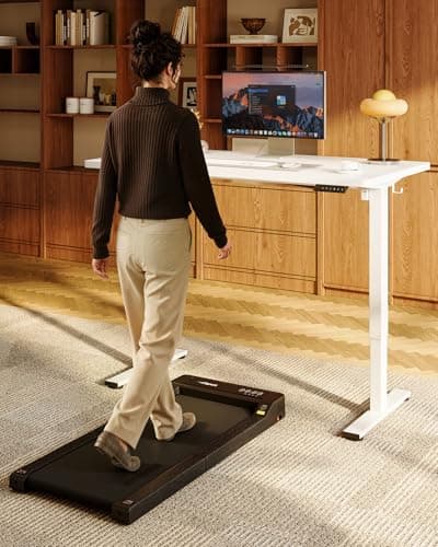 FLEXISPOT EN1 One-Piece Standing Desk, 48"x24" Seamless Desktop Electric Height Adjustable Desk for Home Office, Multi-Monitor Setups & Easy Assembly, White