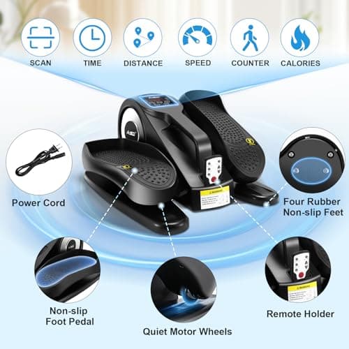 AODI Under Desk Elliptical Machine, Leg Exerciser for Seniors Adults, Adjustable Speeds Elliptical Trainer with Remote, Quiet & Portable Mini Seated Pedal Exerciser for Home Office Use