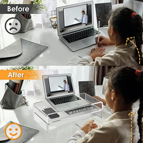 GoldOrcle Acrylic Monitor Stand Riser Clear Computer Monitor Stand (Big)