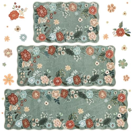 Homcomoda Floral Kitchen Rug Test: 3-teiliger Küchenläufer im farmhouse Stil