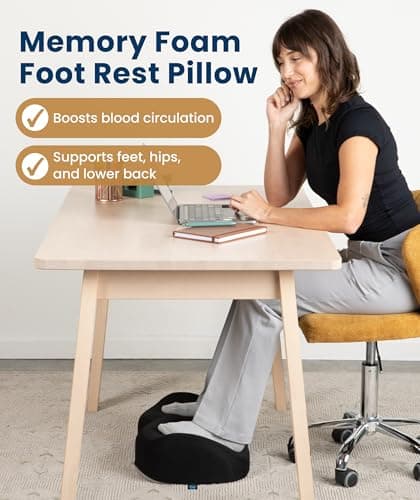 Everlasting Comfort Foot Rest for Under Desk at Work - Memory Foam Office Foot Stool & Under Desk Footrest Leg Elevation Pillow for Gaming & Home Office, Supports Posture