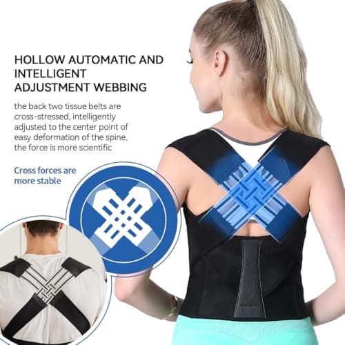 VOKOKOYA Posture Corrector for Women and Men,Adjustable Shoulder Straightener,Back Support Brace,Upper Spine scoliosis, hunchback Black Medium