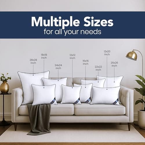 Utopia Bedding Throw Pillow Inserts (Pack of 4, White), 18 x 18 Inches Decorative Indoor Pillows for Sofa, Bed, Couch, Cushion Sham Stuffer