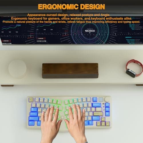 CORBOBO x LEOBOG Alice A75 Ergonomic Keyboard, Wireless Mechanical Gaming Keyboard Tri-Mode BT5.0/2.4G/Wired with Joystick and Knob, 75% Layout RGB Backlit Hot Swappable Linear Switches for Win