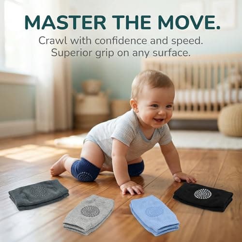 Little World Baby knee Pads for Crawling - 5 Pack Anti Slip Unisex Baby Knee Protectors - Toddler Knee Pads Gift Idea for Baby